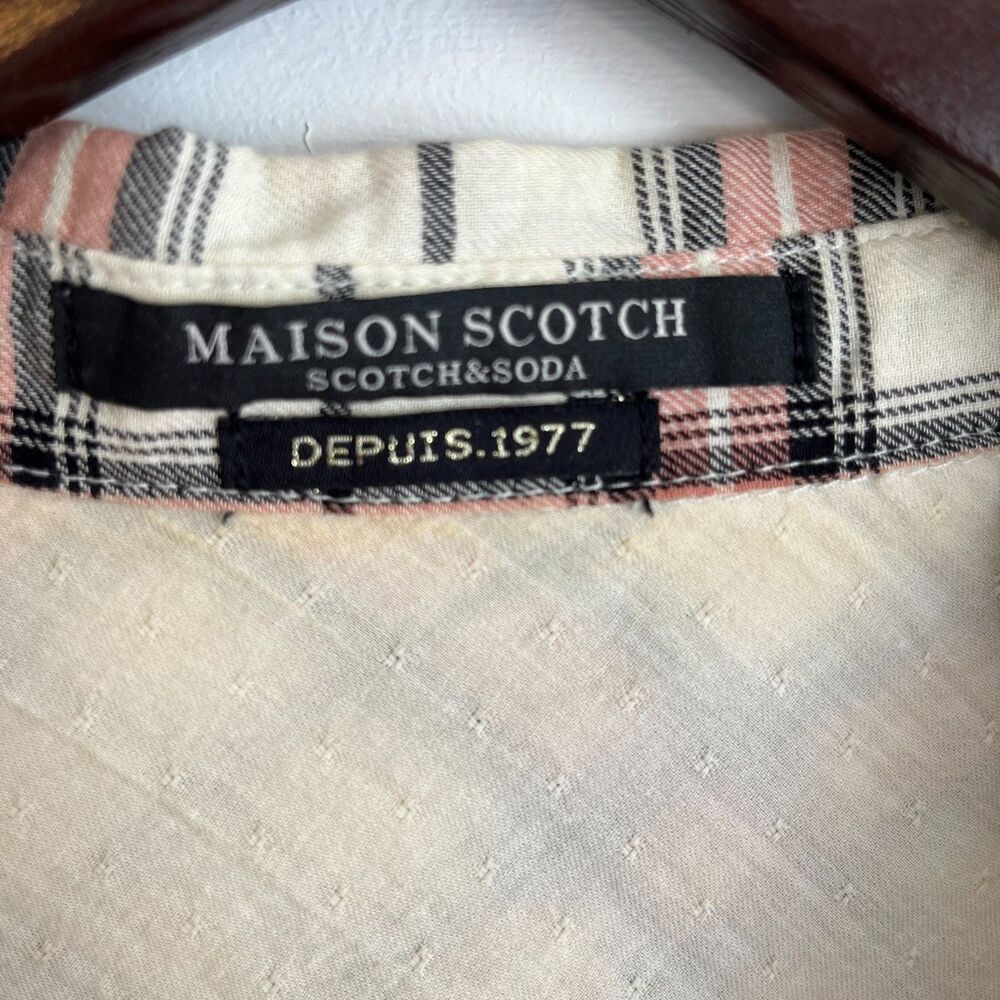 Maison Scotch Pink & White Button Down Plaid Top SZ 2 Western: Rodeo Maximalism - Picture 7 of 11